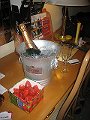  Champagne on ice and strawberries. Nice!